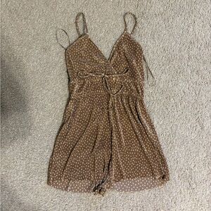Pull&Bear Brown and White Patterned Dress